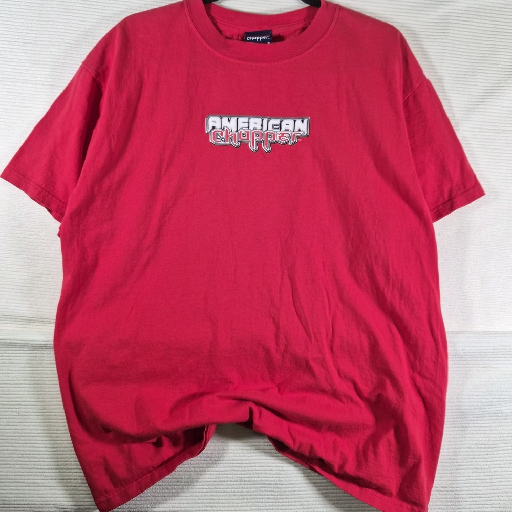 American Chopper "Black Widow" Motorcycle Graphic T-Shirt‎ Red Size Large